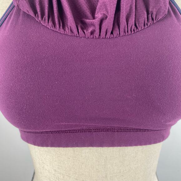 Lululemon No Limits Tank Top Plum Hyper Stripe Athletic Built in Bra Womens - Picture 10 of 12